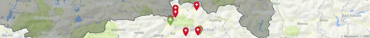 Kartenansicht für Apotheken-Notdienste in der Nähe von Kössen (Kitzbühel, Tirol)